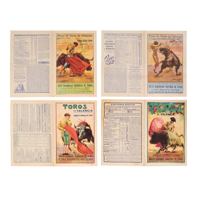 1930's Spanish Bullfighting Poster, Plaza De Toro, Valencia (Set of 4) For Sale