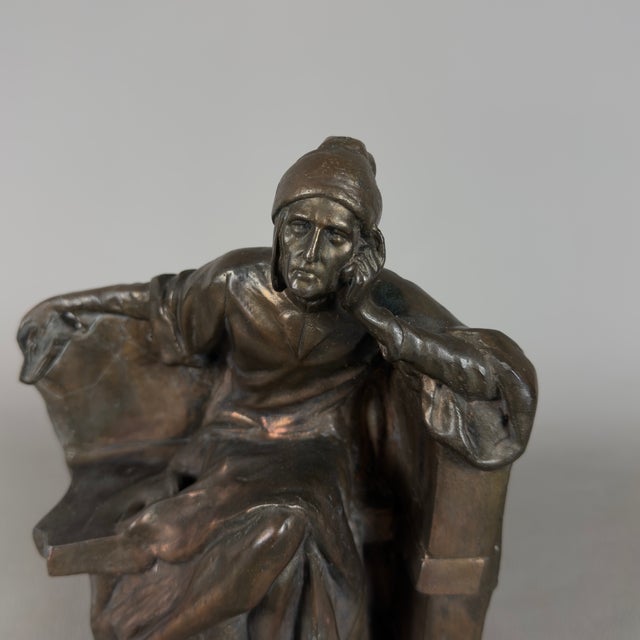 Antique Early 20th Century Dante Alighieri Sculpture in Metal For Sale - Image 6 of 11