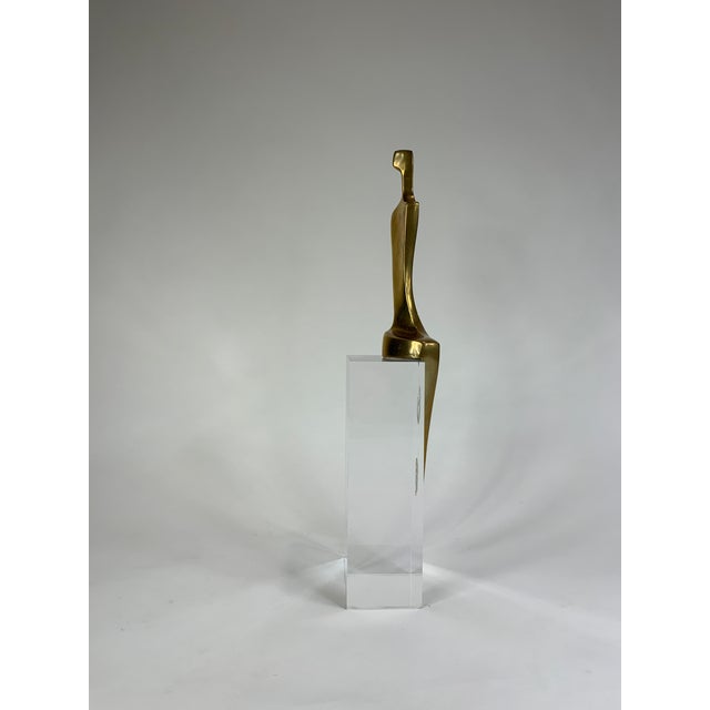 Mid 20th Century Modernist Figurative Bronze Sculpture on Lucite by Ben Shalom For Sale - Image 4 of 11