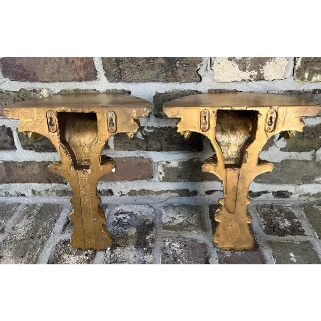 Late 19th Century Vintage Italian Carved Giltwood Brackets For Sale - Image 5 of 6