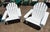 Late 20thc original hand crafted & white painted pair of Adirondack porch or lawn chairs.These hand crafted chairs have...