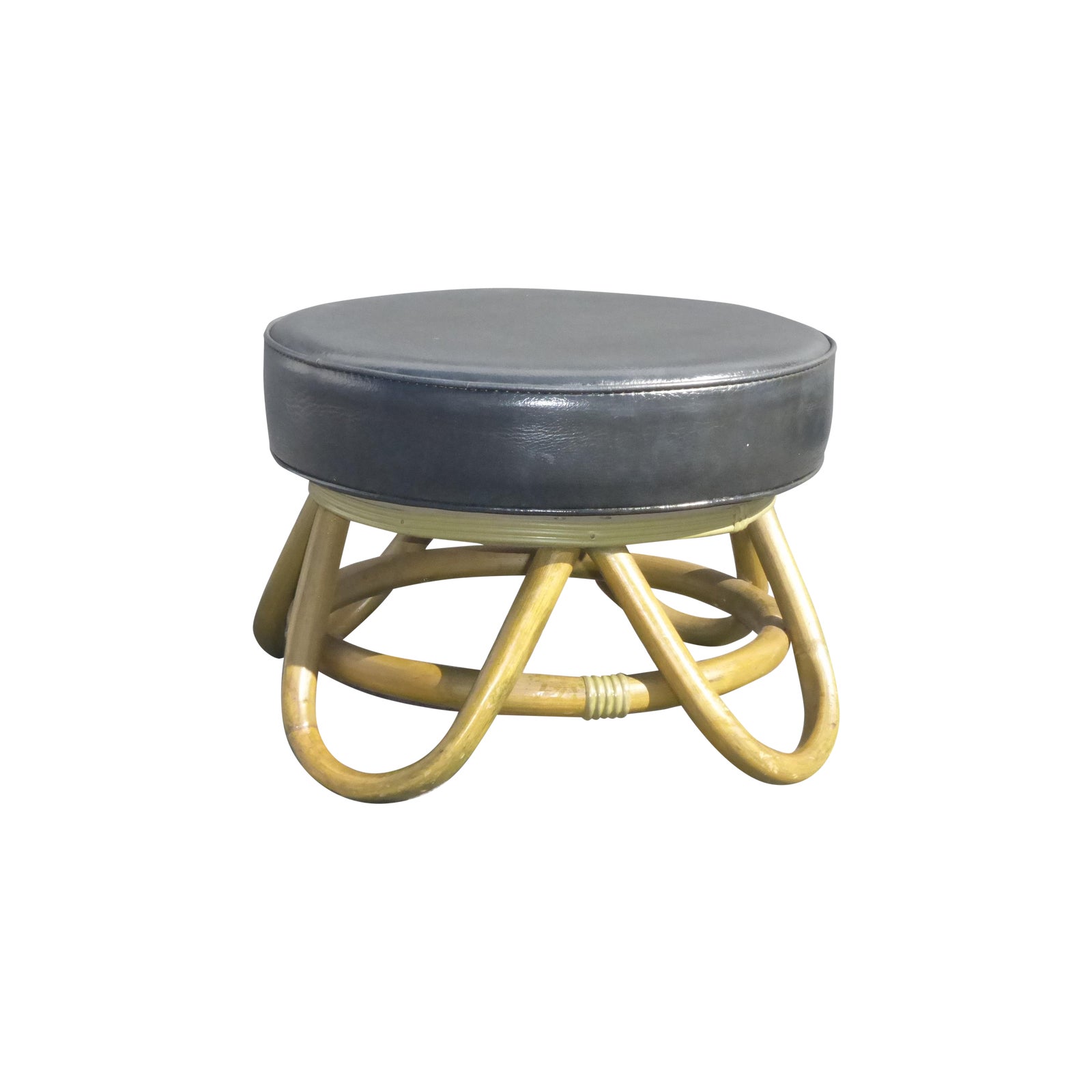 Mid Century Modern Swivel Ottoman With Rattan Base Chairish