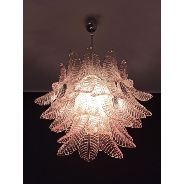 Italian Murano Six-Tier Felci Glass Chandelier with 36 Pink Glasses For Sale - Image 18 of 18