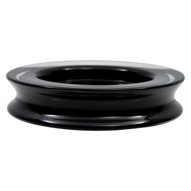 Large Black Blown Glass Double-Edged Dish by Renato Anatra, circa 1980 For Sale - Image 11 of 11