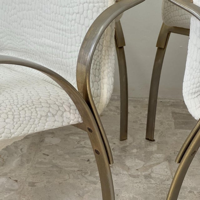 Metal Vintage Italian Gold Metal Dining Chairs, 1970s, Set of 4 For Sale - Image 7 of 10