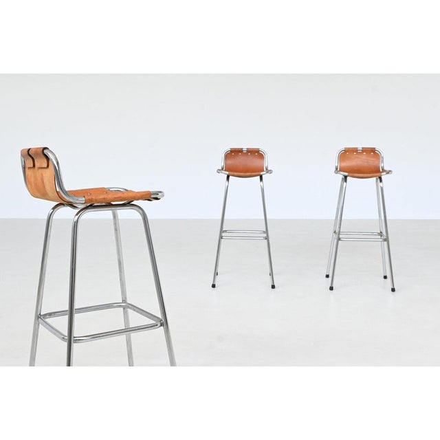 Leather Bar Stools by Charlotte Perriand, 1960s, Set of 3 For Sale - Image 9 of 18