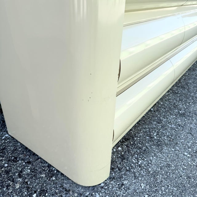 Postmodern Cream Lacquer Laminate Bullnose Dresser For Sale - Image 9 of 11