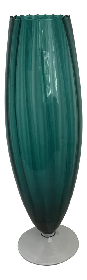 Mid 20th Century Murano Glass Blue Vase Vessel 18"