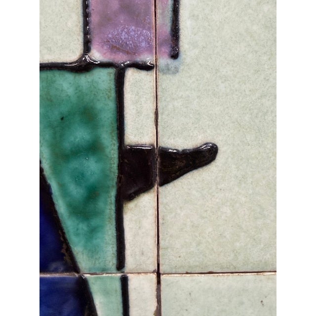 Wood 1960s Harris G. Stron Twelve Ceramic Tile Modernist Woman's Portrait For Sale - Image 7 of 14