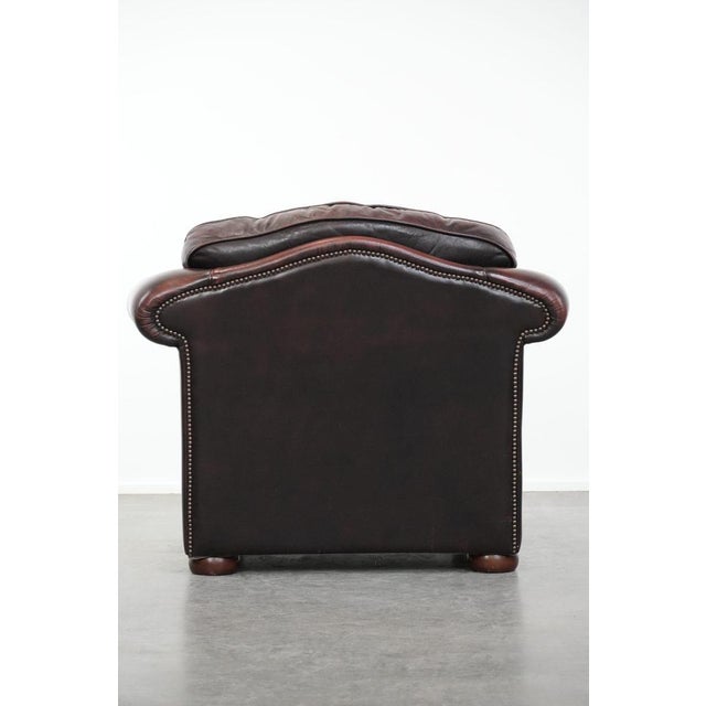 Chesterfield Club Chair in Red Flamed Cowhide Leather For Sale - Image 4 of 12