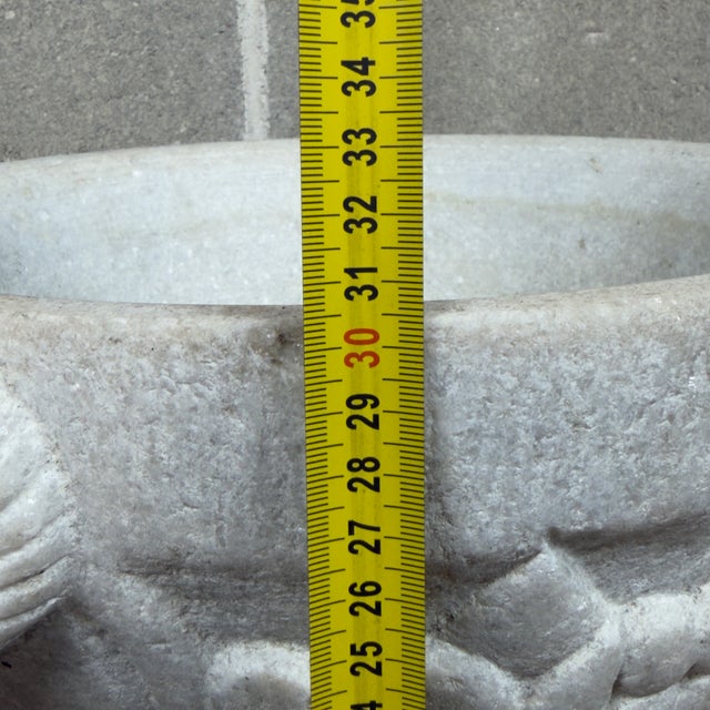 Large Antique White Marble Vase with Carved Ram's Head, 20th Century For Sale - Image 12 of 13