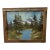 Vintage Original Painting of a Mountain Lake Landscape With Rustic Frame For Sale