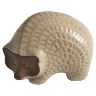 Scandinavian Modern Zigzag Patterned Earthenware Hedgehog, 1960s For Sale
