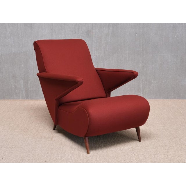 Dedar Wool and Walnut Reclining Armchair from Angelo Banfi, Italy, 1944 For Sale - Image 11 of 18