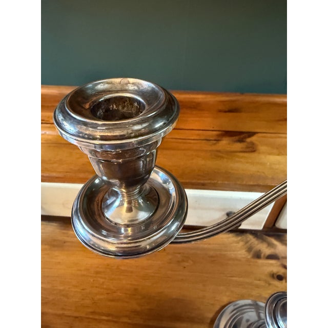 Statement Circa 1930 Gorham Convertible Silver-Plate Triple Candelabras - A Pair For Sale - Image 6 of 18