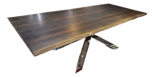 Live Edge Top and Chrome Base Dining Table