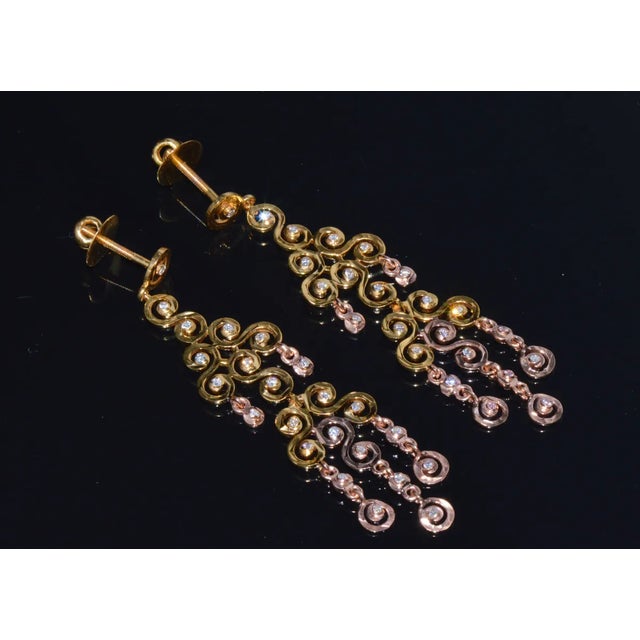 Early 21st Century Certified Natural 1.55Cts VS F Diamond 18K Solid Gold Chandelier Earrings, A Pair For Sale - Image 5 of 10