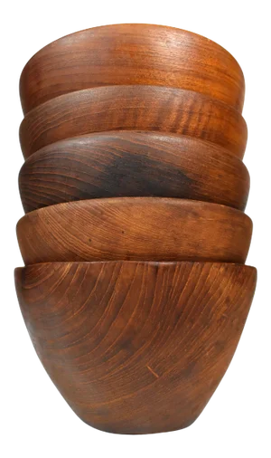 Vintage Carved Small Dolphin Genuine Teak Wood Bowls - Set of 5
