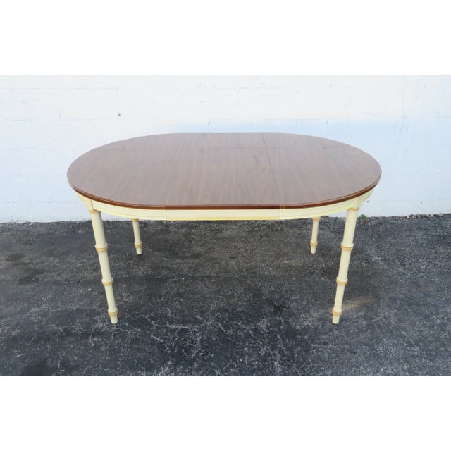 Lenoir Hollywood Regency Faux Bamboo Two Tone Dining Table and Six Chairs For Sale In Miami - Image 6 of 13