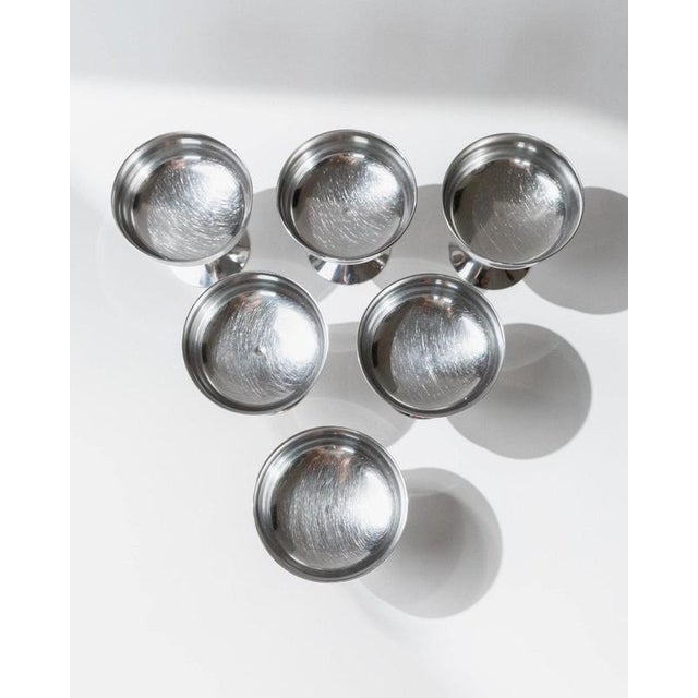 Vintage Champagne Bowls in Stainless Steel with Golden Stem, Italy, 1970s, Set of 6 For Sale - Image 6 of 11
