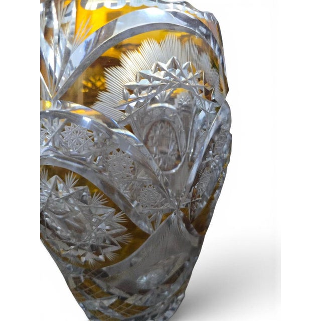Gold Vintage Cut Crystal Vase with Silver Base, 1950 For Sale - Image 8 of 13