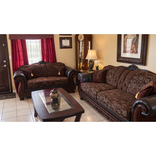 Traditional Dark Wood & Glass Coffee Table and End Table Set For Sale - Image 4 of 4