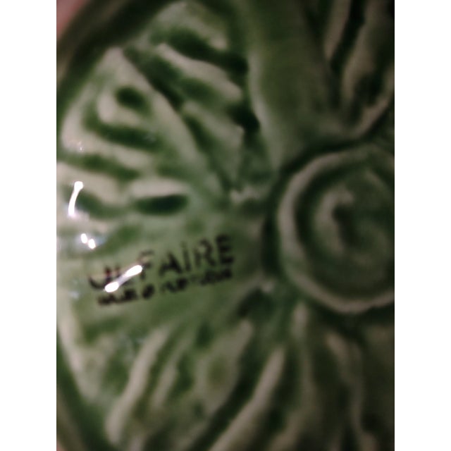 Vintage Portuguese Green Cabbage Serving Bowls - a Pair For Sale - Image 4 of 5