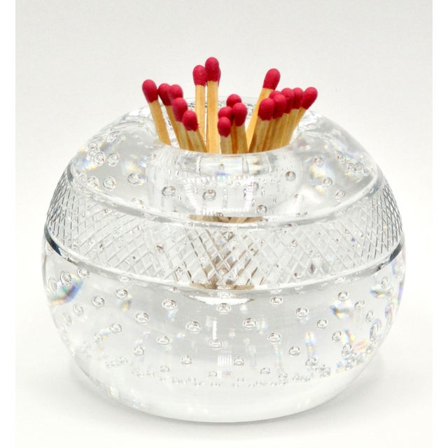 Mid-Century Modern Thomas Webb Controlled Bubbles Match Striker Holder For Sale - Image 3 of 7