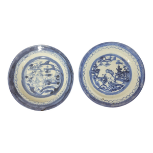 Pair of Antique Chinese Porcelain Blue & White Plate