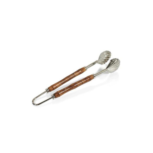 Coastal Treviso Bamboo and Nickel Shell Ice Tong For Sale - Image 3 of 3
