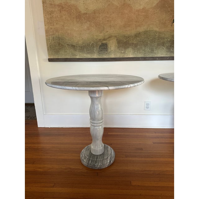 Hollywood Regency Vintage Italian Carrara Marble Bistro Tables For Sale - Image 3 of 8