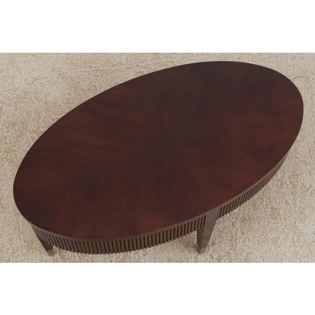 1980s Ethan Allen Avenue Mahogany Oval Coffee Table For Sale - Image 5 of 15