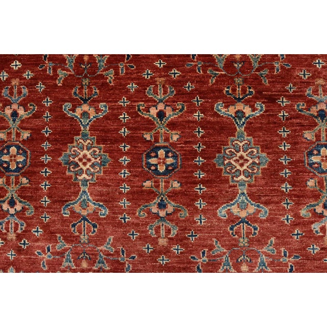 Fine Khorjin Rug 5’6” X 7’7” Red Wool Tribal Hand-Knotted Oriental Carpet For Sale - Image 9 of 14