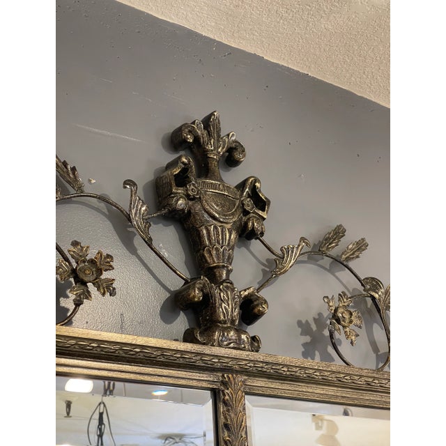 1980s Uttermost Brushed Metal Neoclassical Monumental Mirror For Sale In Phoenix - Image 6 of 8