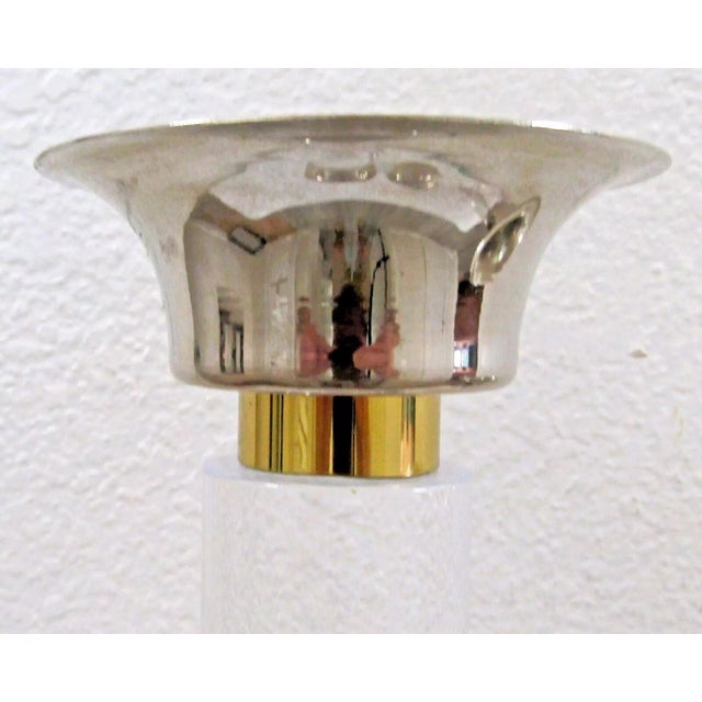 Pair of 1950s Lucite Chrome Brass Column Candle Holders Attributed to Karl Springer For Sale In Miami - Image 6 of 11