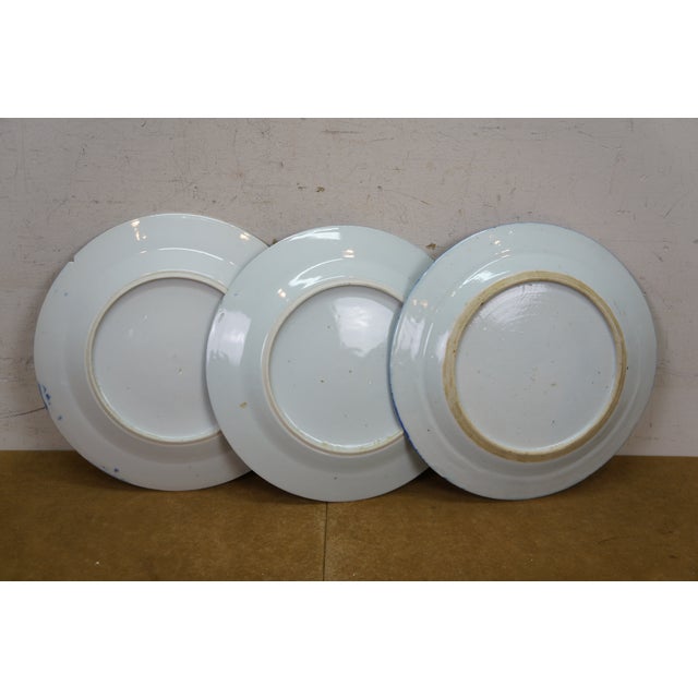 Antique Chinese Export Canton Blue White Pagoda Willow Tree Boat Plates 10" - Set of 16 For Sale - Image 9 of 10