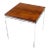 Floating Rosewood Top Chrome Stainless Base Square Side End Coffee Table For Sale