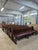 Art Deco Brasserie Bench in Oak and Burl Wood with Burgundy Imitation Leather Seat, 1930s For Sale - Image 3 of 11
