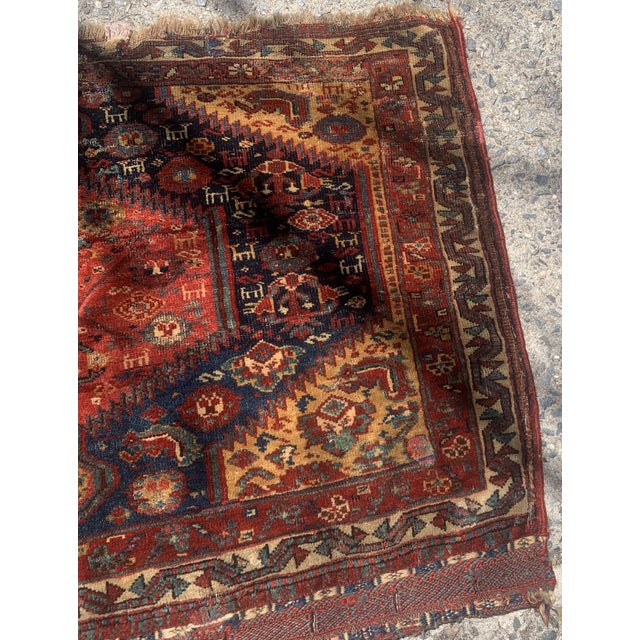 Handmade antique Persian collectible Gashkai bagface. The rug is from the end of 19th century in original condition, it...