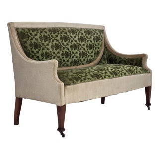 Danish Ash Wood Two-Seater Sofa with Velour Upholstery, 1930s For Sale