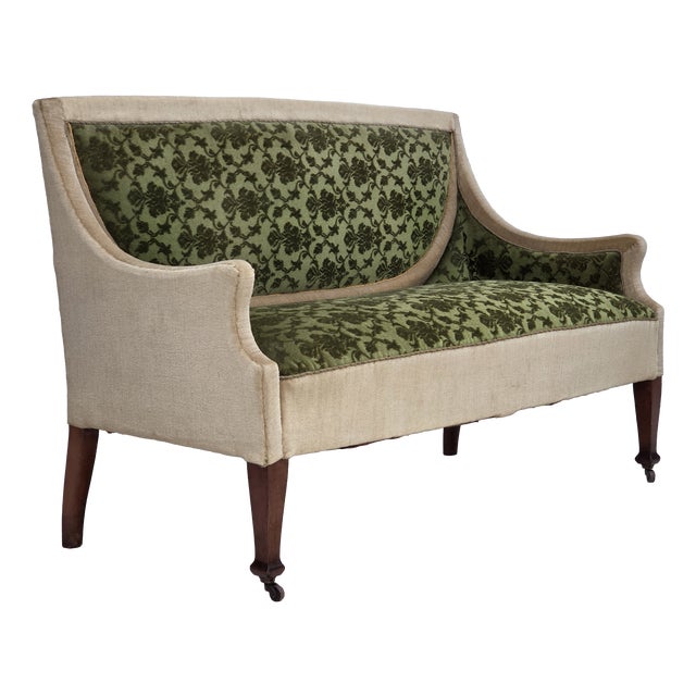 Danish Ash Wood Two-Seater Sofa with Velour Upholstery, 1930s For Sale