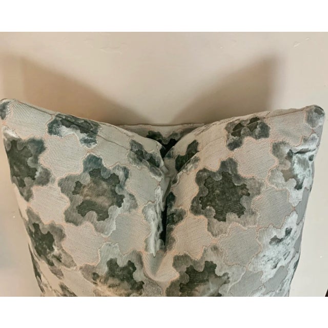 Modern Luxury European Velvet Cutout Large Square Blue Pillow For Sale - Image 3 of 6