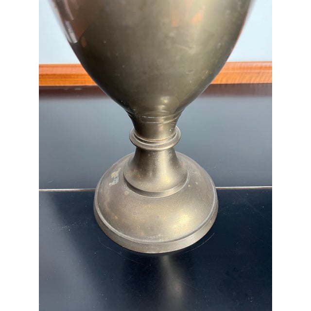 Metal Mid Century Hollywood Regency Brass Urn Vase For Sale - Image 7 of 8