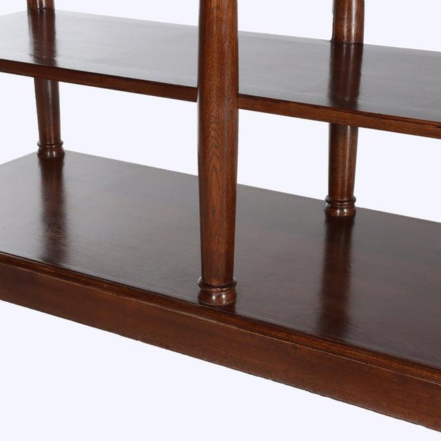 Vintage Classical Oak Long Table With Roman Column-Form Legs & Shelf C1940 For Sale - Image 6 of 18