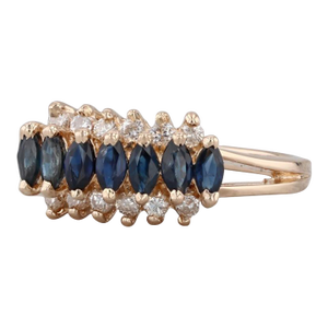 0.86ctw Blue Sapphire Diamond Ring 18k Yellow Gold Size 7