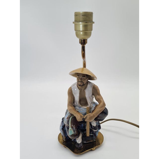 Ceramic Table Lamp with Fisherman Figurine, 1960s-1970s For Sale - Image 13 of 16