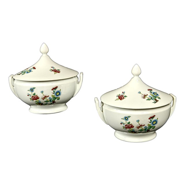 Mid-Century Italian Porcelain Soup Tureens from Richard Ginori, 1940s, Set of 2 For Sale