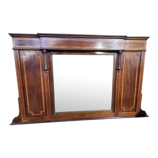 19th Century English Mahogany Inlaid Overmantel Mirror For Sale