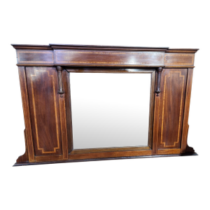 19th Century English Mahogany Inlaid Overmantel Mirror
