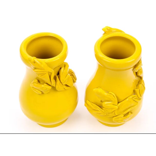 Chinese Vintage Yellow Chinese Peking Glass Vases - a Pair For Sale - Image 3 of 9